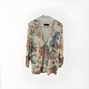 Sag Harbor Floral Print Long Sleeve Button Front Cardigan Sweater Sz Medium